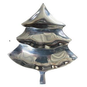 Ann Kary Pewter Christmas Tree Serving Trinket Display Dish Made in Mexico